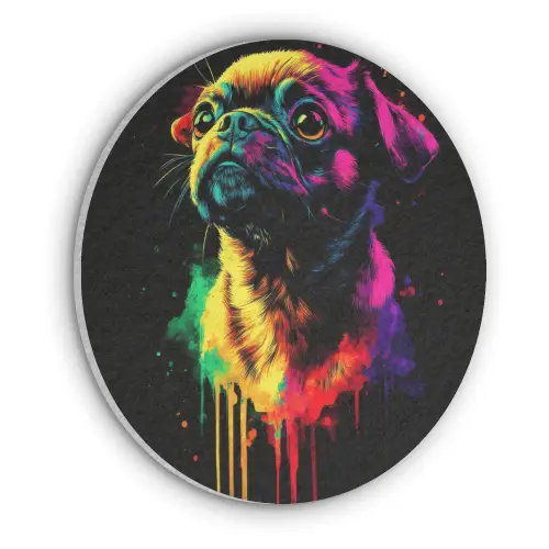 Puck - Hond - Verf - Kleuren Akoestische PET Vilt - Rond klein -3d