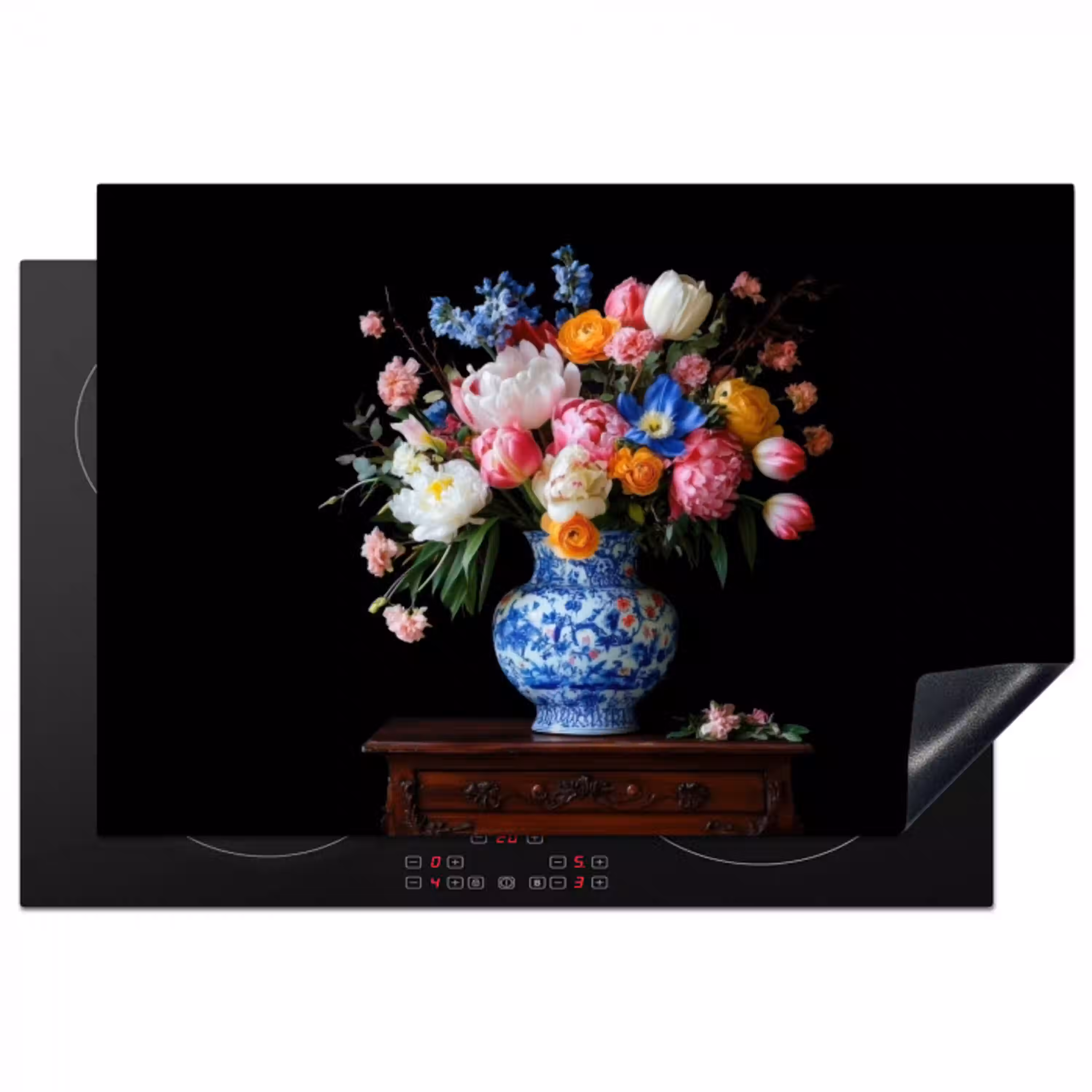Rozen - Bloemen - Vaas - Boeket Inductie beschermer vinyl 3mm klein -3d