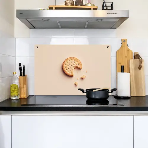 Koekje - Kruimels - beige Inductie beschemer met haakjes klein -sfeer2