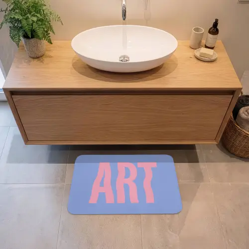 Art - Roze - Blauw Badmat klein -sfeer1