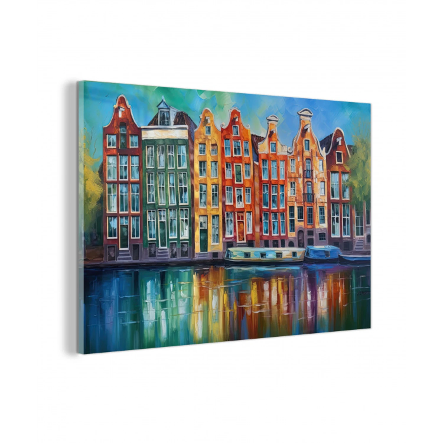 Amsterdam - Olieverf - Gracht - Schilderij - Kunst plexiglas 5mm klein -z3d