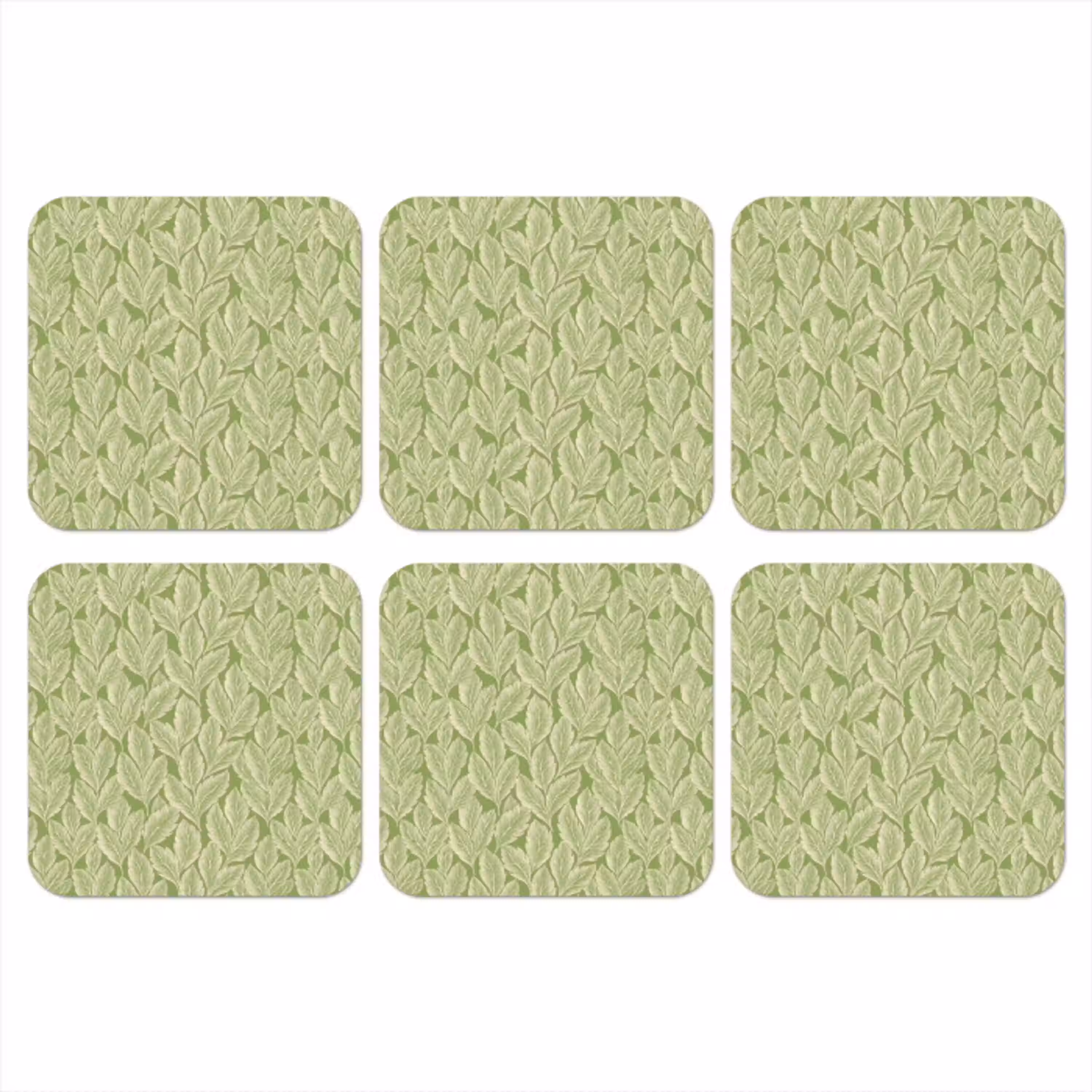 Groen - Botanisch - Bladeren - Vintage - Patroon onderzetter kurk middel 366 -3d