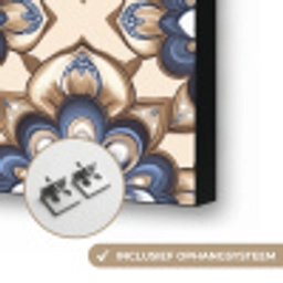 Floraal - Ornament - Blauw Textielframe zwart klein 947 -USP_ophangsysteemNL