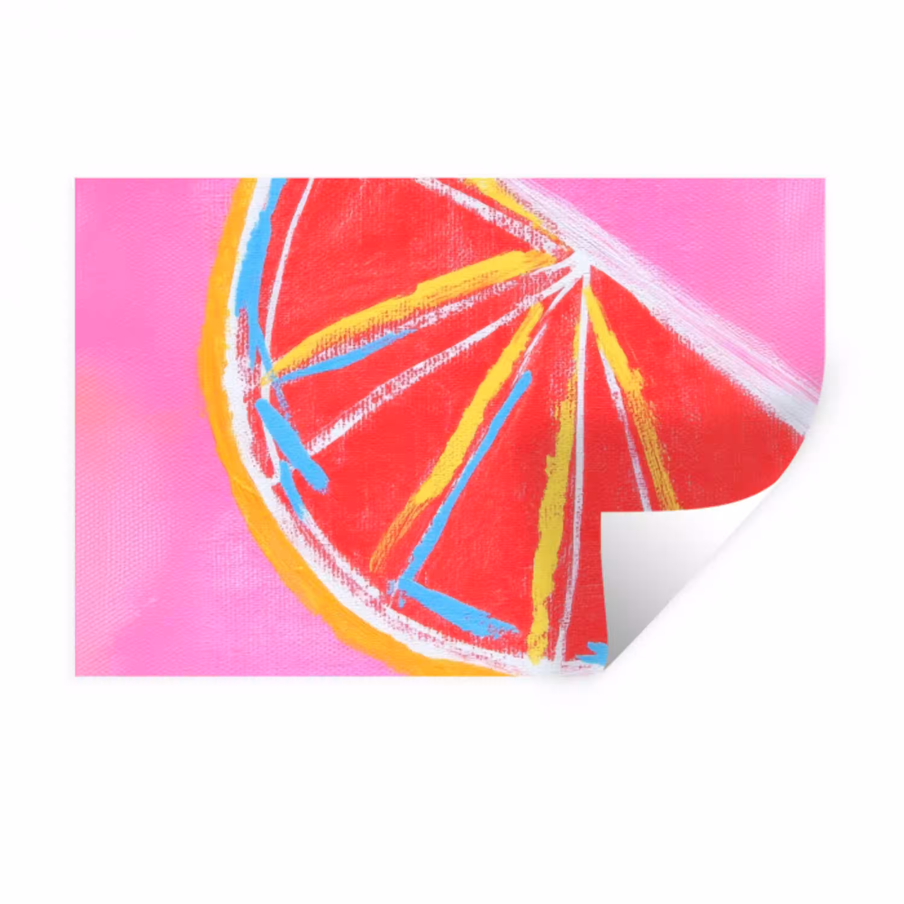 Grapefruit - Geschilderd - Roze - Strepen Muursticker klein -3d