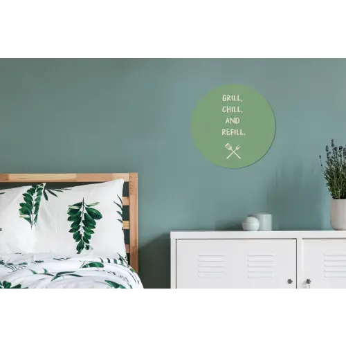 Grill - Groen - Zomer - Quote Wandcirkel aluminium klein -slaapkamer