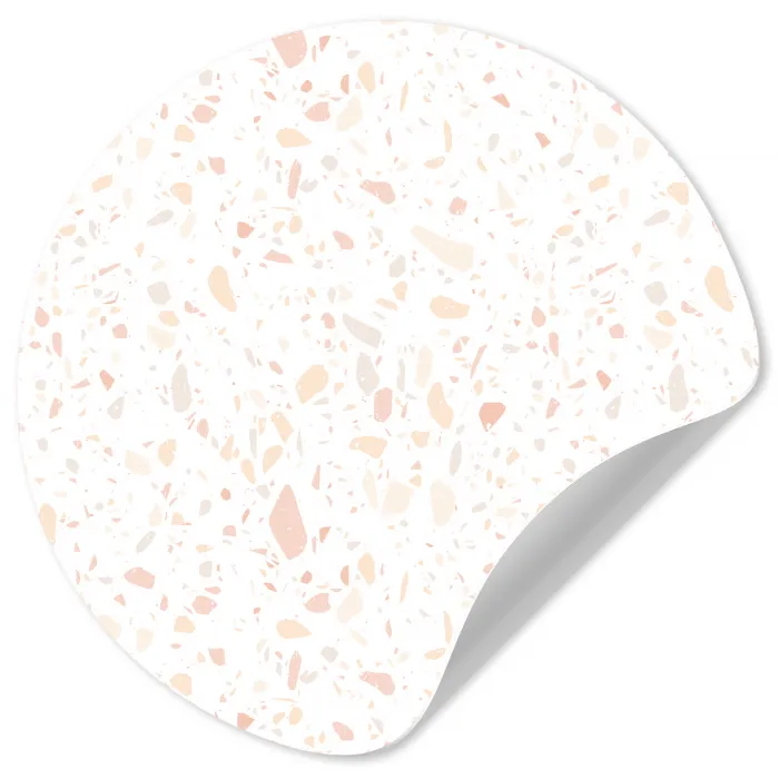 Terrazzo -  Patroon - Wit - Perzik Wandcirkel behangsticker klein 186 -3d