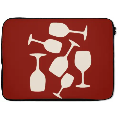 Wijnglazen - Silhouetten - Wit laptophoes neopreen klein -zkaufland3dotto