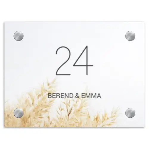 Pluimgras - Klassiek Naambord Rechthoek middel -3d