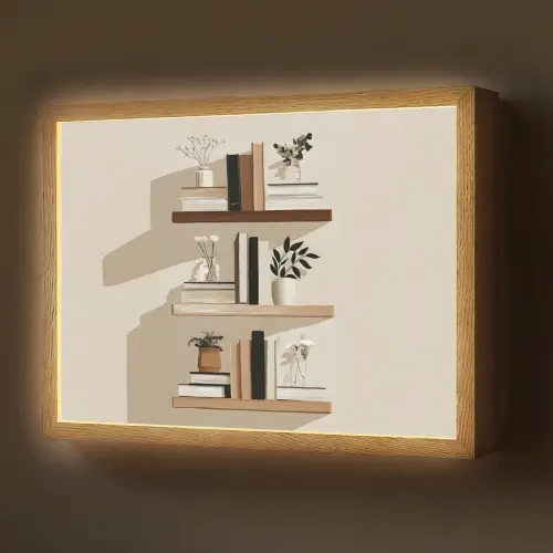 Plankjes - Boeken - Vaasjes - Planten Light Box met batterij (Wandlamp) middel -z3d_website