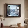 Winter - Landschap - Natuur - Berg - Bomen - Doorkijk - Uitzicht Textielframe zwart klein -sfeer3