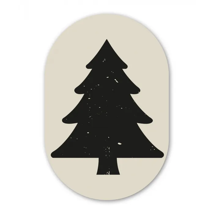 Kerstboom - Zwarte kerstboom - Boom - Japandi Wandcirkel Ovaal Glas middel -3d