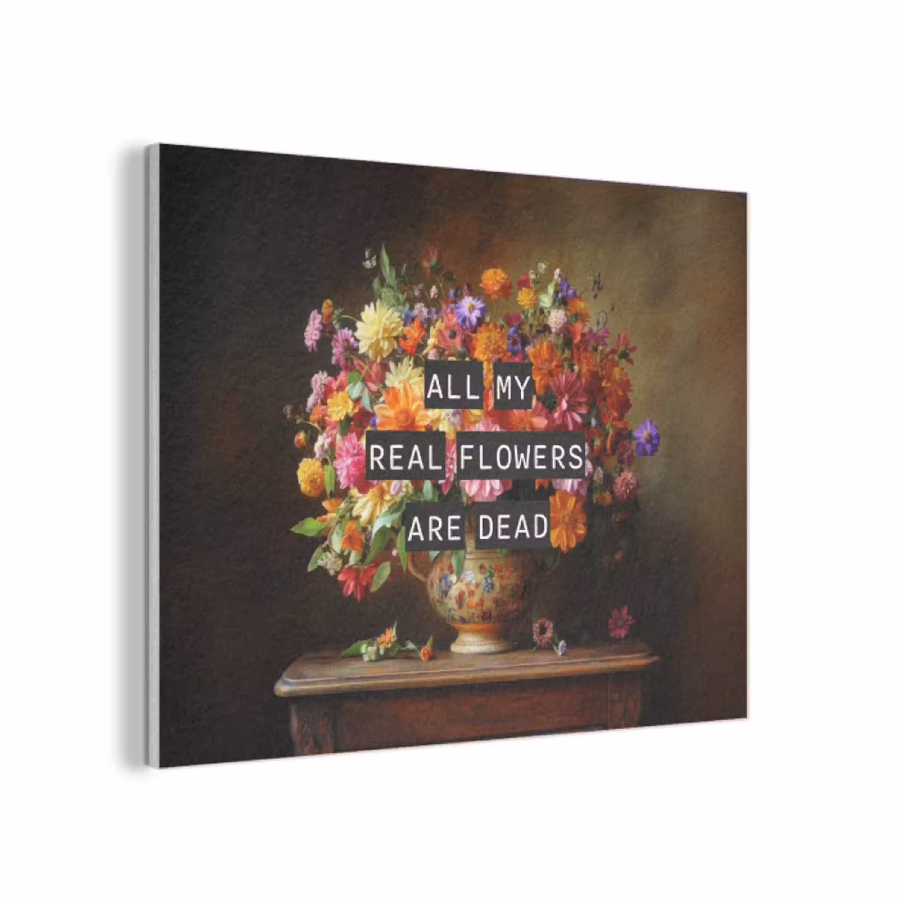 Kleur - Bloemen - Vintage - Bloemenvaas PET vilt klein -3d