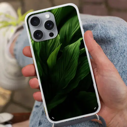 Bladeren - Schaduw - Groen - Textuur Hoesje iPhone 16 Pro Max met koord klein -sfeer3