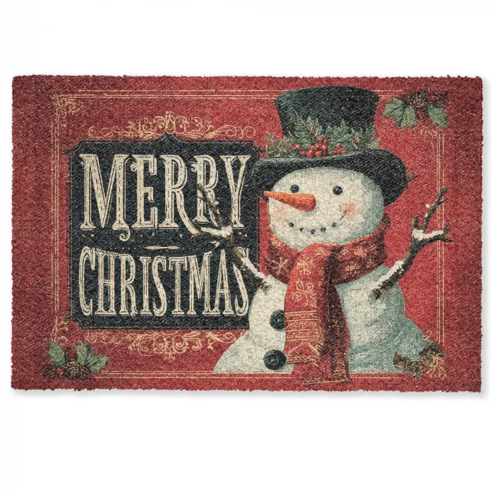 Klassiek - Kerstgroet - Sneeuwpop - Rood Deurmat klein -zkaufland3d