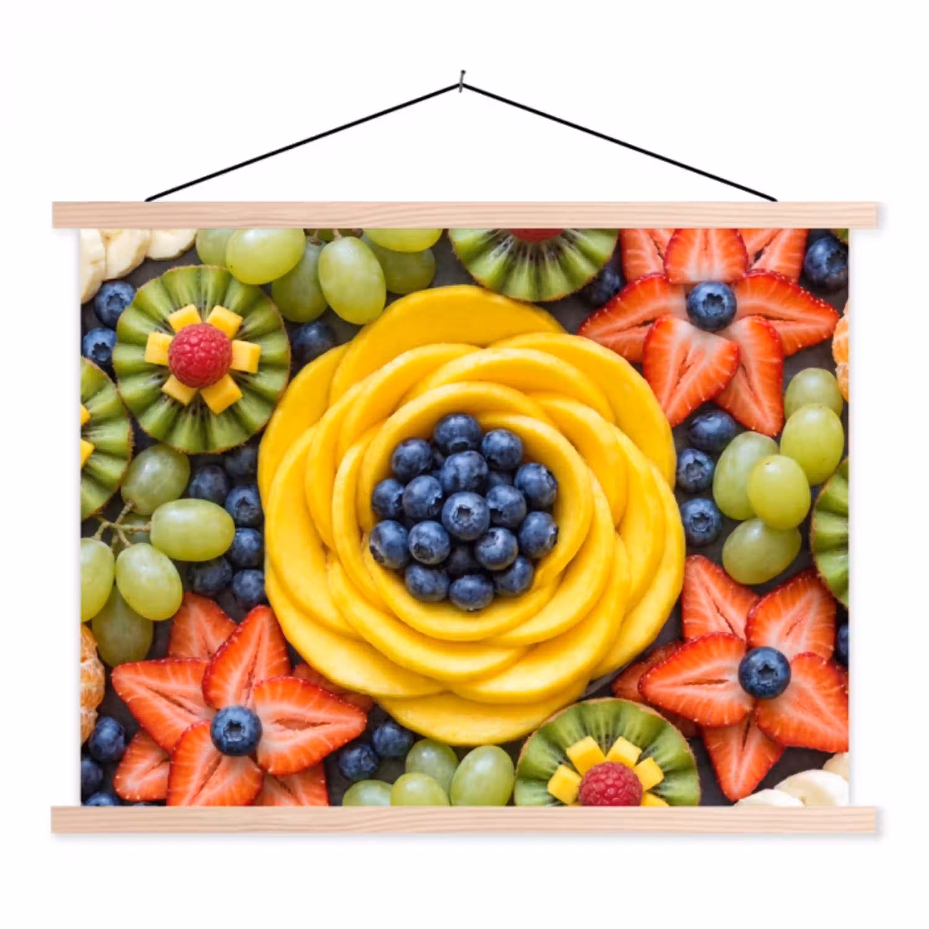 Fruit - Arrangement - Gezond - Kleurrijk - Eten textielposter latten blank klein -3d