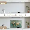 Wereldkaart - Gebroken tegels - Mozaïek keuken achterwand spatscherm klein -voor_na_NL