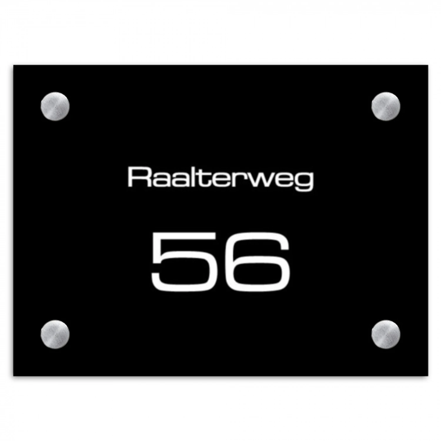 Effen - Zwart - Modern Naambord Rechthoek middel -3d