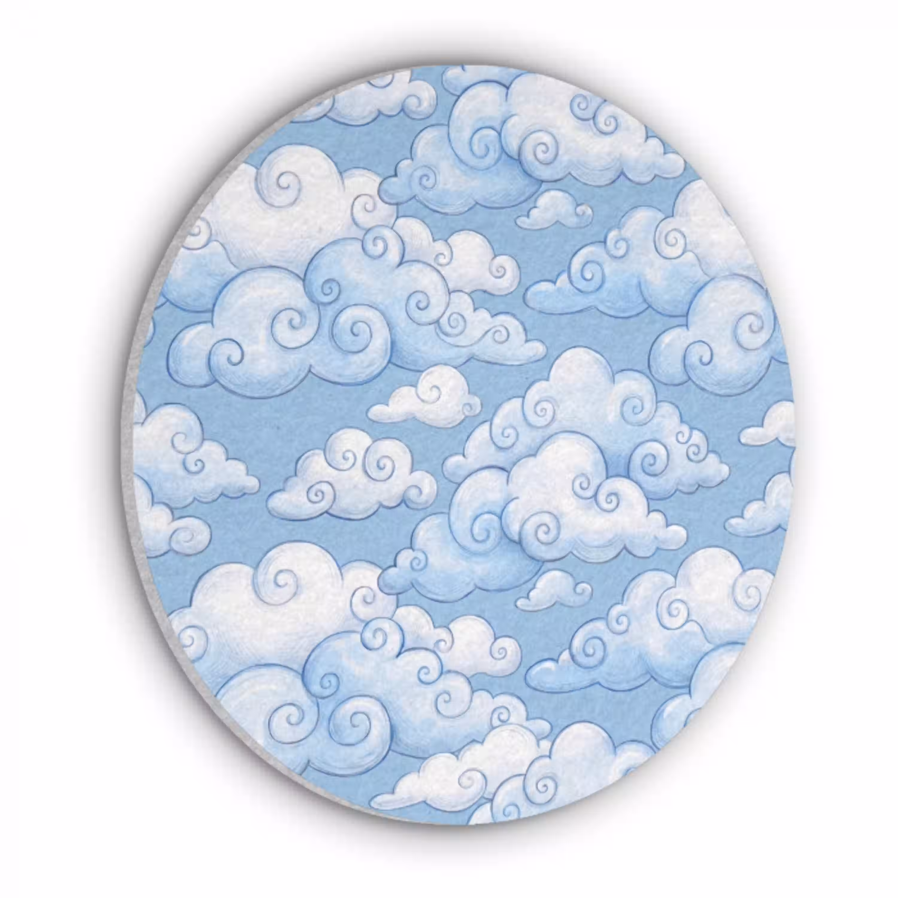 Wolken - Patroon - Hemel - Illustratie - Wit Akoestische PET Vilt - Rond klein -3d