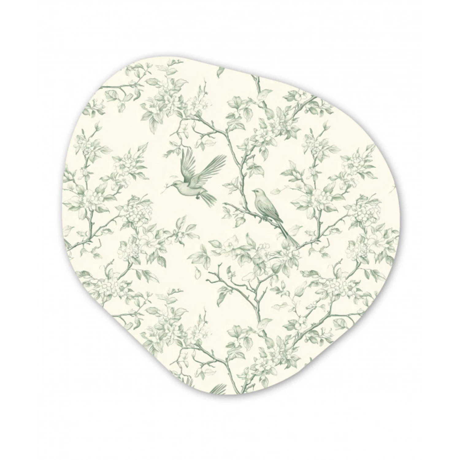 Klassiek - Vogels - Groen Wandcirkel Organisch Aluminium middel 851 -3d