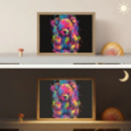 Beer - Verf - Kleurrijk - Knuffeldier Light Box met batterij (Wandlamp kind) middel -sfeer3_kind