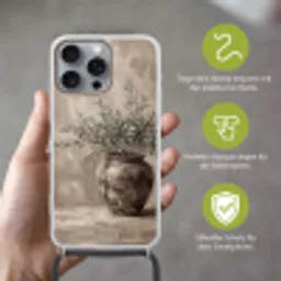 Olijfplant - Aardenpot - Abstract - Beige Hoesje iPhone 16 Pro Max met koord klein -sfeer2_DE