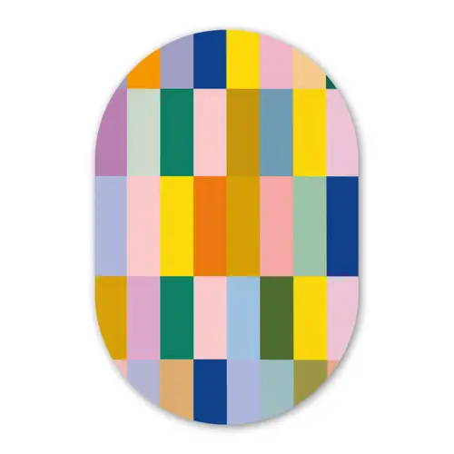 Stroken - Blauw - Patroon - Abstract Wandcirkel Ovaal Forex klein -3d