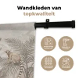 Natuur - Jungle - Ringstaartmaki - Bruin Wandkleed katoen klein -sfeer2