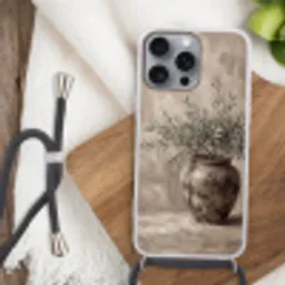Olijfplant - Aardenpot - Abstract - Beige Hoesje iPhone 16 Pro Max met koord klein -sfeer4