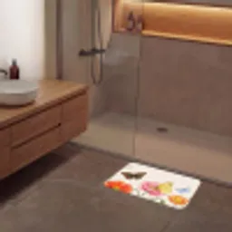 Vlinders - Klaprozen - Illustratie - Kleurrijk Badmat klein -sfeer2