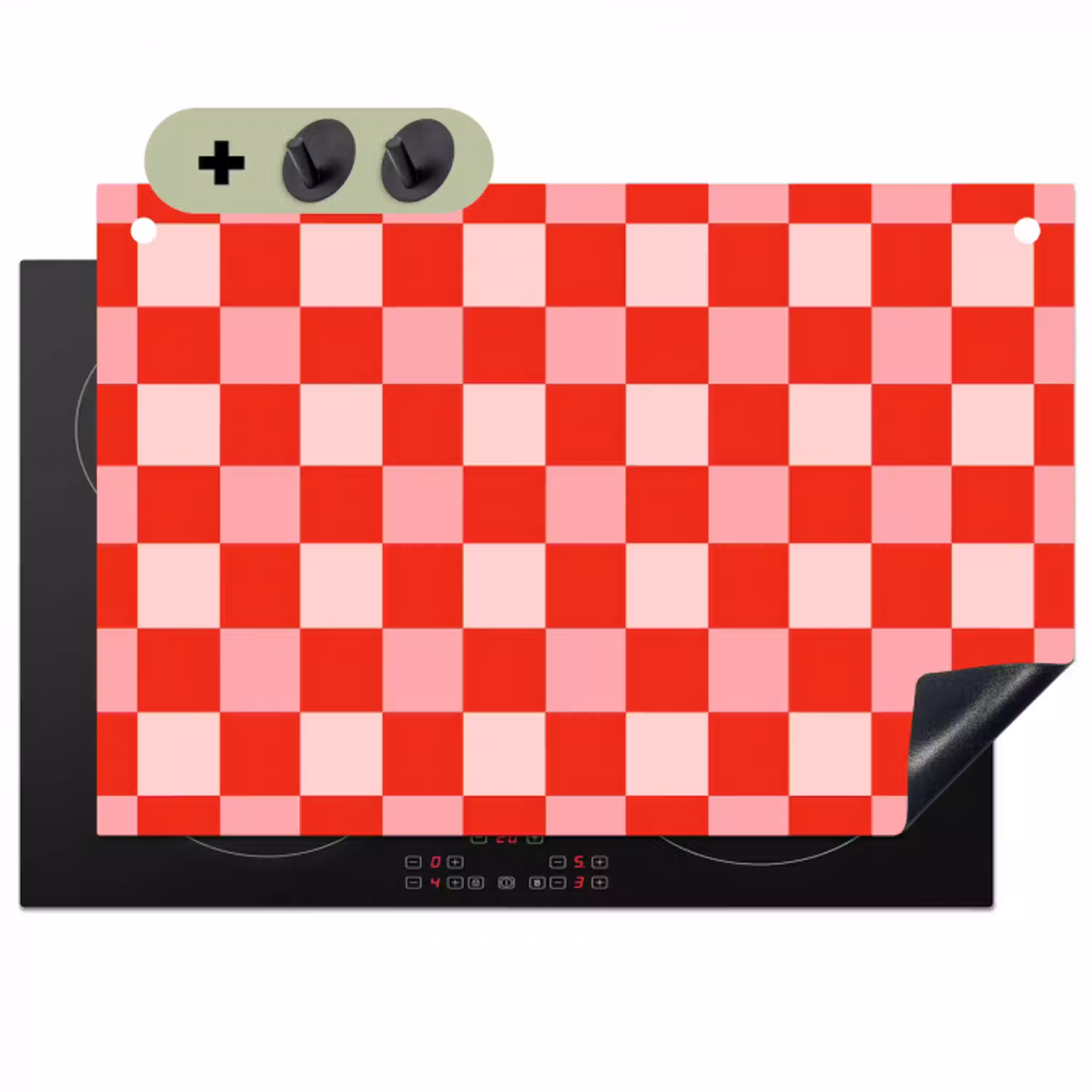 Vierkant - Klassiek - Rood Inductie beschemer met haakjes klein 777 -3d