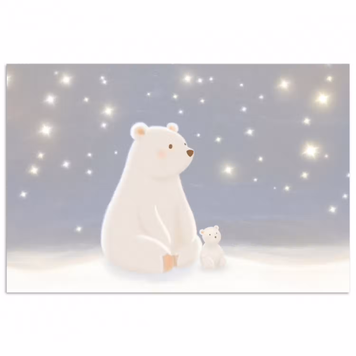 Poster - Eisbär - Schnee - Sterne - Blau