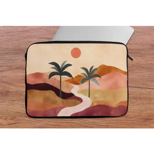 Heuvels - Palmbomen - Abstract laptophoes neopreen klein -tafel