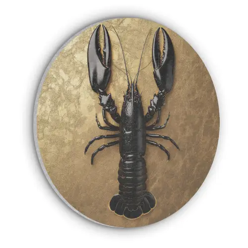 Kreeft - Zwart - Goud - Luxe Akoestische PET Vilt - Rond klein -3d