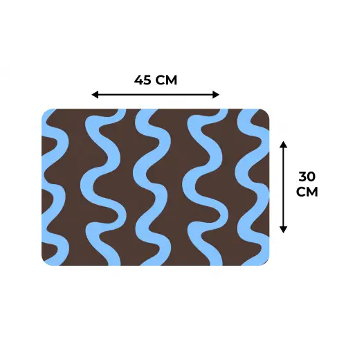 Kronkelende lijnen - Blauw - Bruin - Minimalistisch Placemat vinyl groot 368 -specs