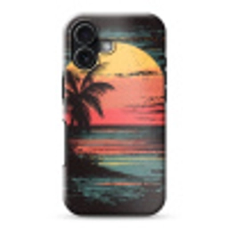 Strand - Minimalistisch - Zon - Oranje Toughcase MagSafe Apple iPhone 17 klein -3d