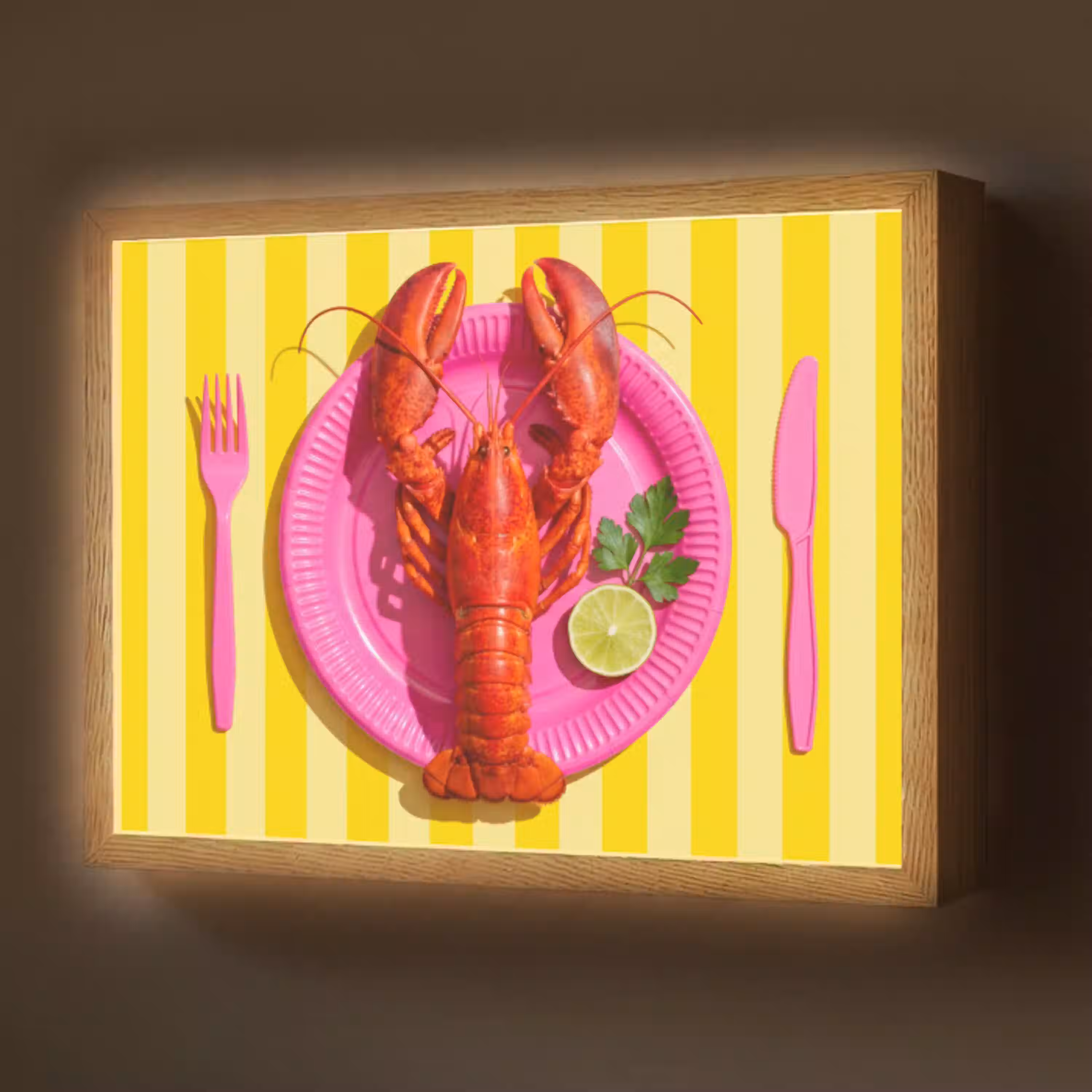 Eten - Roze - Geel - Modern - Culinaire Light Box met batterij (Wandlamp) middel -z3d_website