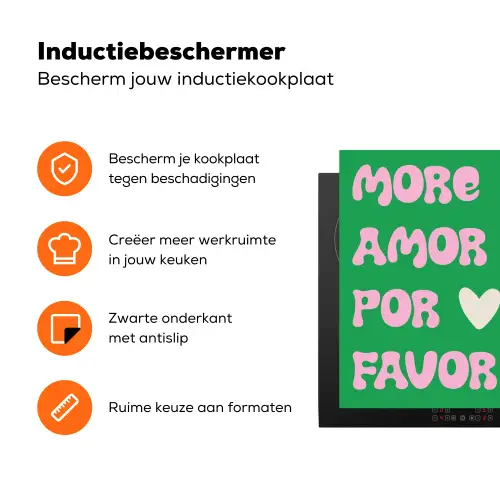 Amor - Valentijn - Groen - Tekst Inductie beschermer vinyl 3mm klein -zzzzzzz-td-ups
