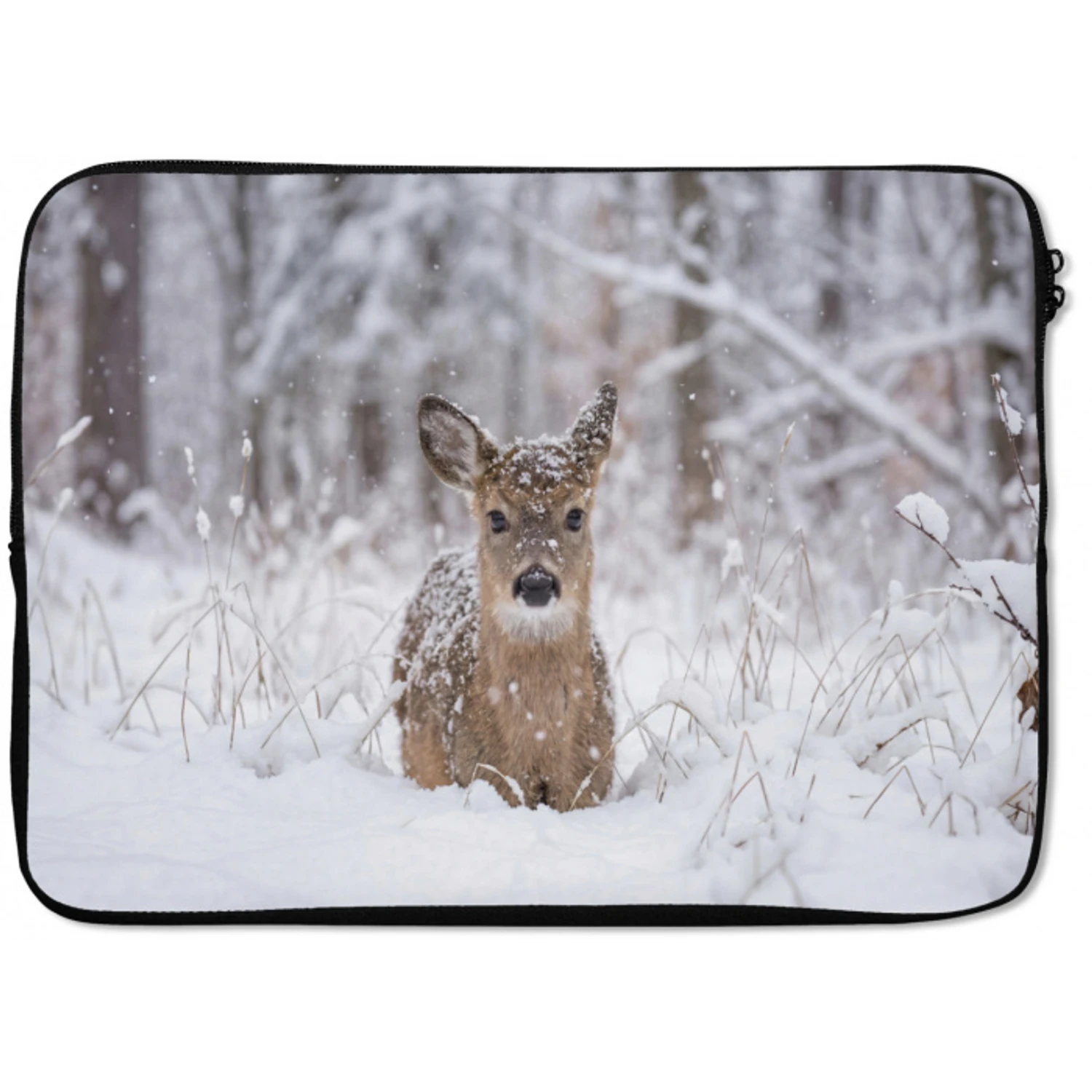 Hert - Sneeuw - Bos - Dieren - Vertederend laptophoes neopreen klein -zkaufland3dotto