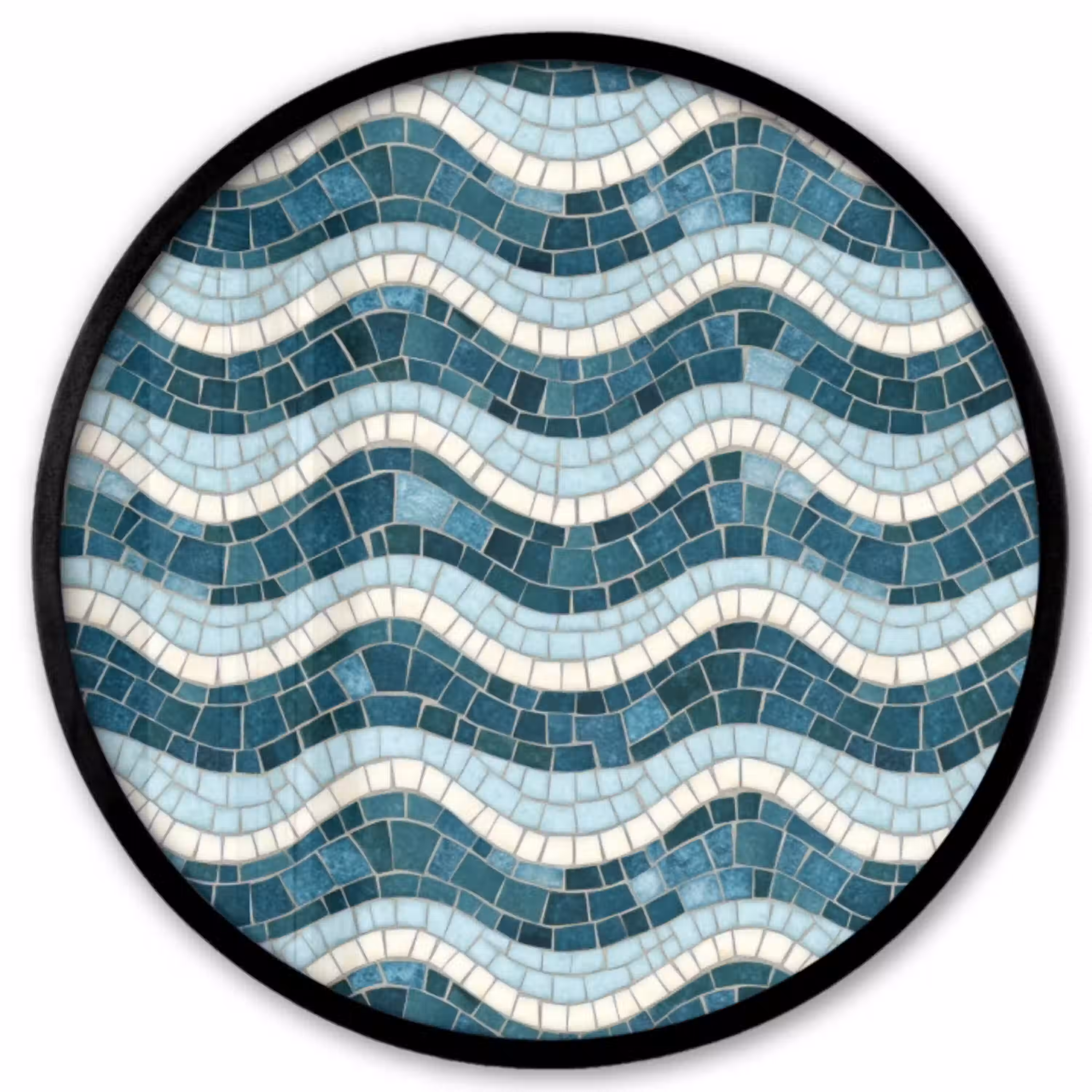 Blauw - Wit - Mozaïek - Golvend Fotolijst rond zonder passe partout klein 856 -3d