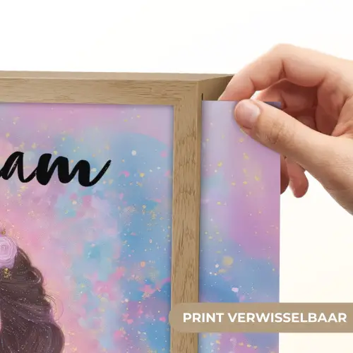 Meisje - Eenhoorn - Glitter Light Box met batterij (Wandlamp kind) middel -USP_websiteprintNL