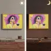Vrouw - Hoed - Paars - Wijn Light Box met batterij (Wandlamp) middel -sfeer3