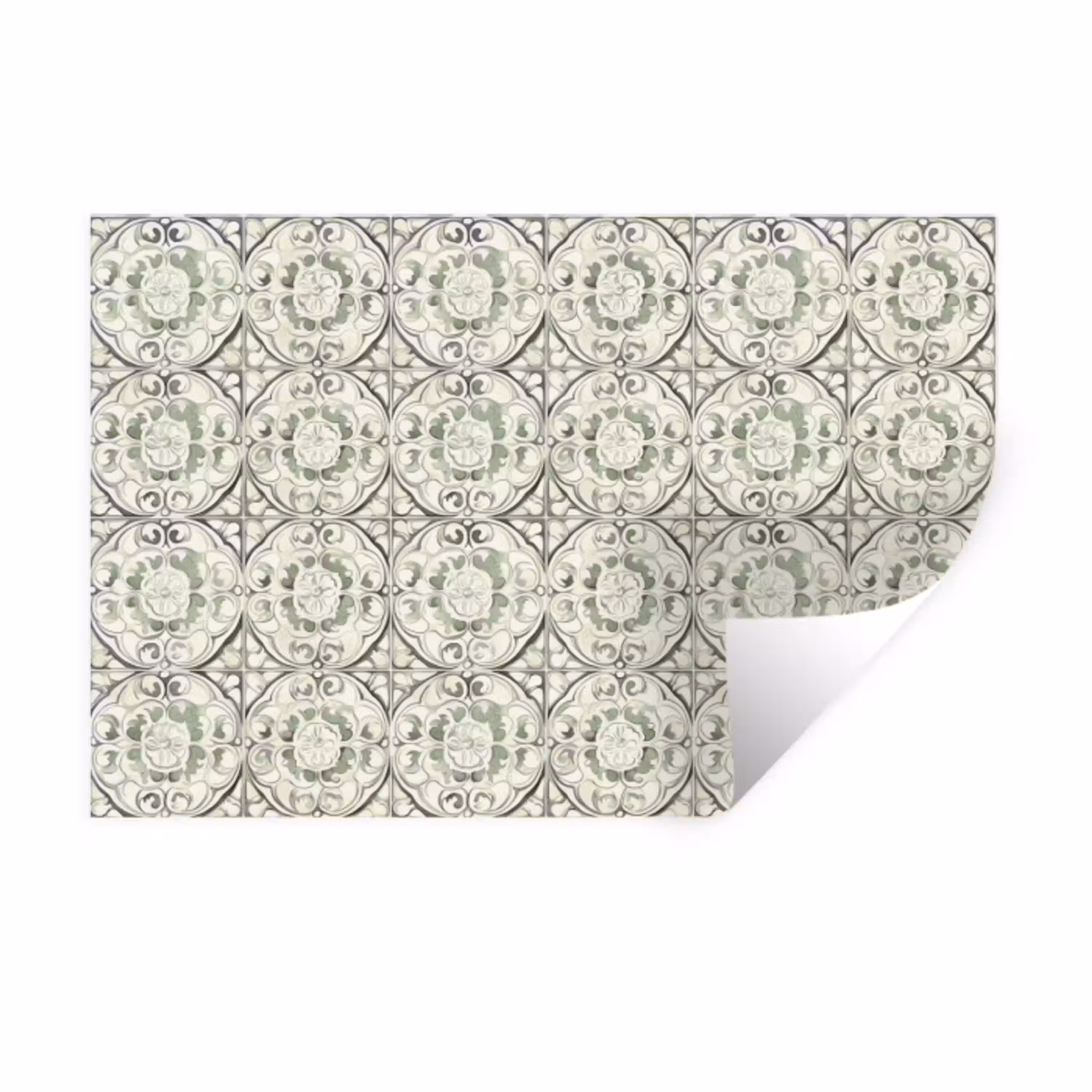 Krulornament - Tegel - Groen Muursticker klein 286 -3d