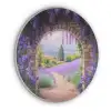 Doorkijk - Lavendel - Bloemen - Paars - Poort Akoestische PET Vilt - Rond klein -3d