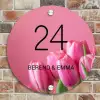 Roze tulpen - Klassiek Naambord Rond klein -sfeer2