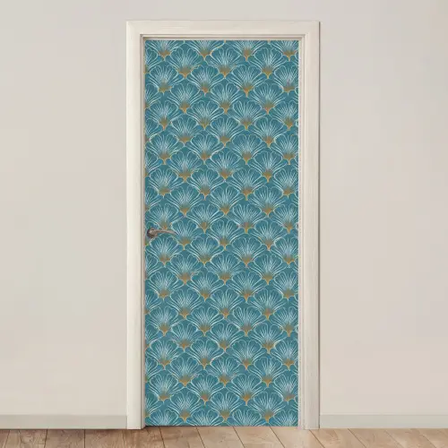 Symmetrisch - Patroon - Blauw deurposter klein 289 -3d_beige