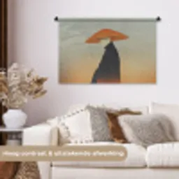 Minimalistisch - Silhouet - Oranje Wandkleed katoen middel -sfeer1