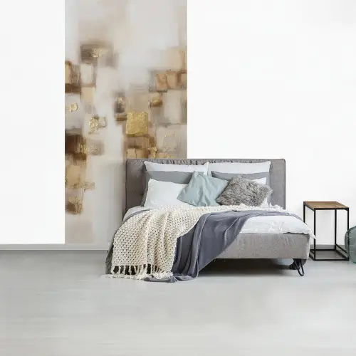 Abstracte vierkanten - Aardetonen - Mistig fotobehang vinyl groot -slaapkamer