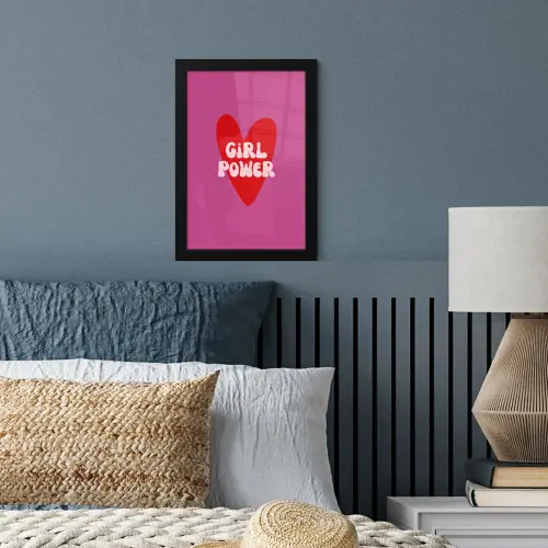 Girl power - Hart - Roze - Rood fotolijst zwart zonder passe partout klein -sfeer3