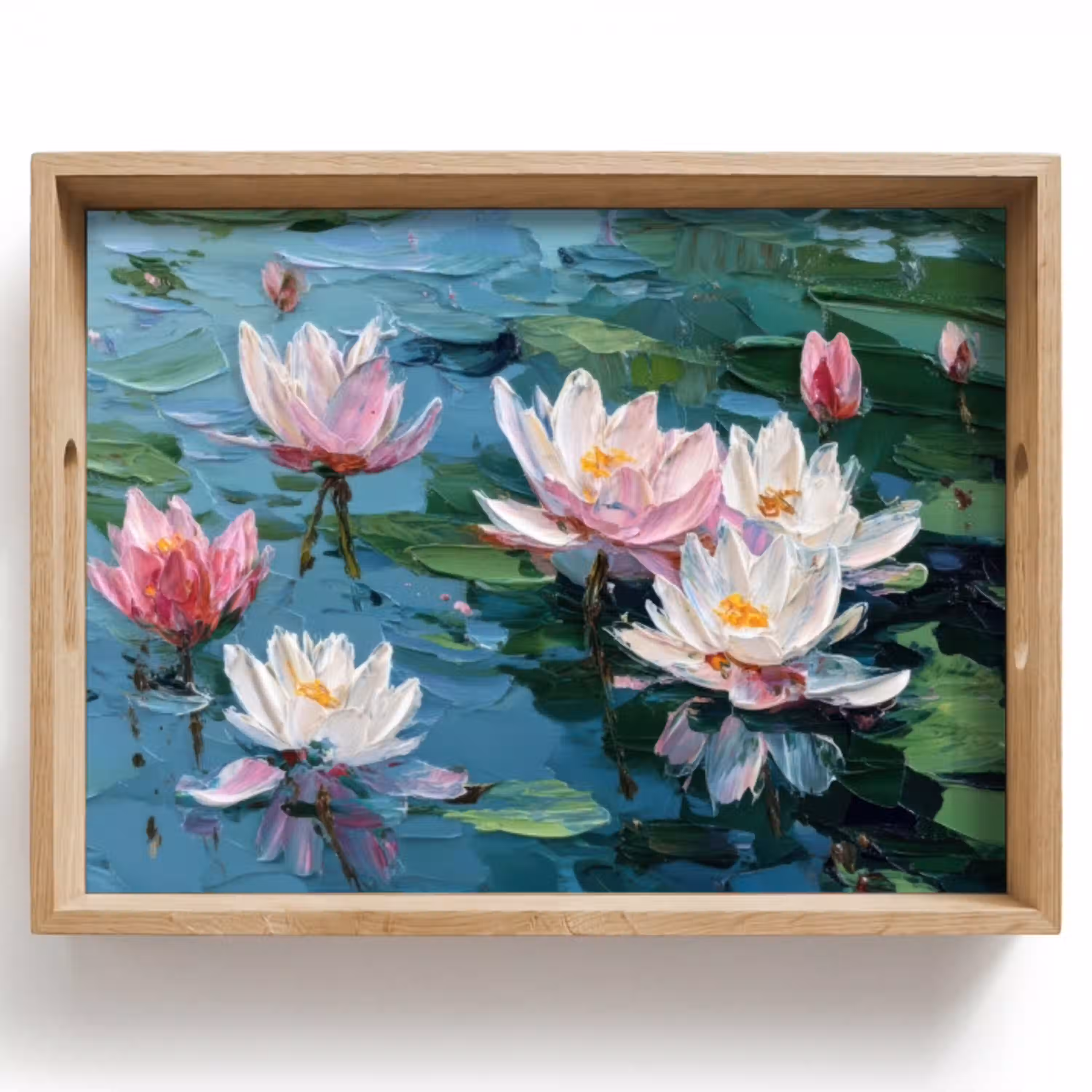 Waterlelies - Bloemen - Roze - Water Dienblad Rechthoek middel -z3d_shopping