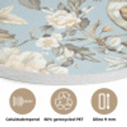 Botanisch - Zangvogel - Blauw Akoestische PET Vilt - Rond klein 838 -closeup_NL